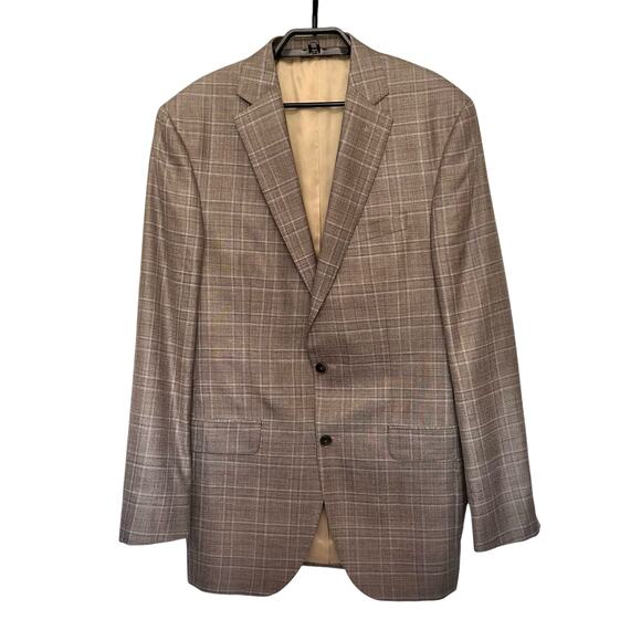 Jack Victor Wool Linen Mens Blazer Sz 43L Custom Preppy Window Pane Ivy Canada - Picture 1 of 13